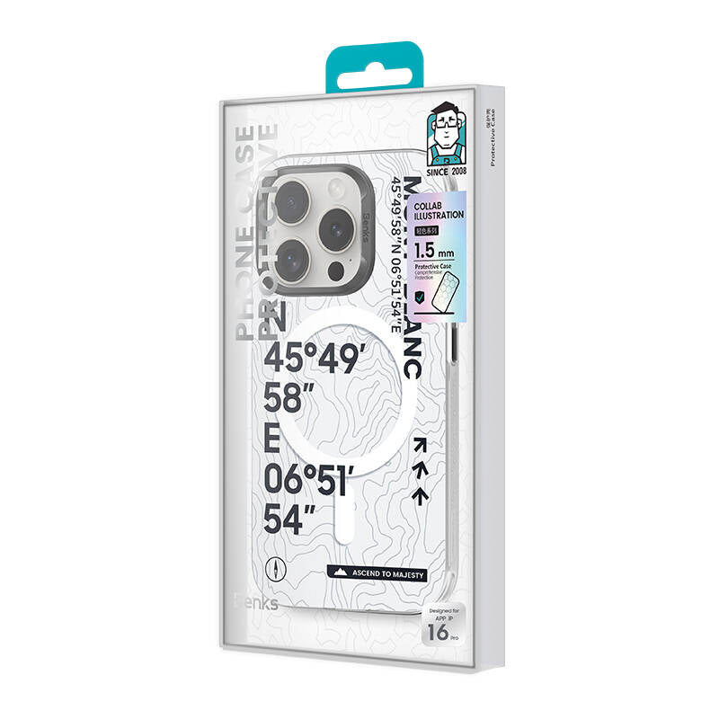 Benks Summit Serisi iPhone 16 Plus M-safe Şarj Özellikli Koordinat Yazı Desenli Kılıf Benks Summit Serisi iPhone 16 Plus M-safe Şarj Özellikli Koordinat Yazı Desenli Kılıf